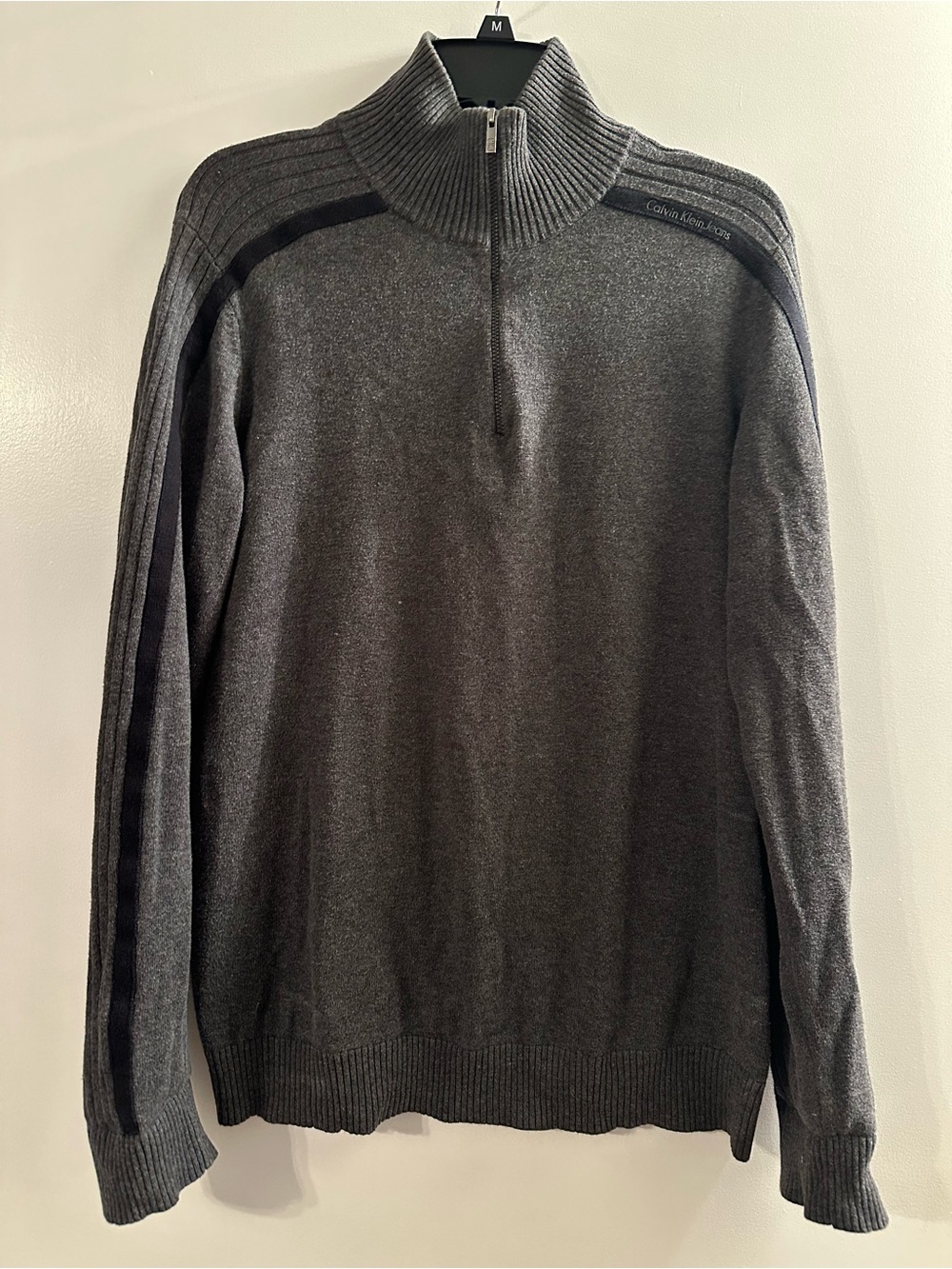 Calvin Klein Jeans Men’s Charcoal Gray Zip Mock Sweater